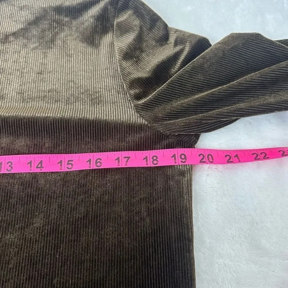 Vintage Passports Women's S Crushed Velvet Pajama Set Brown‎ Ribbed Loungewear
